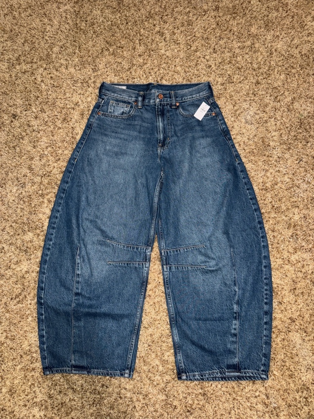 GAP Barrel Wide Leg High-Rise Women's Jeans in Dark Blue
